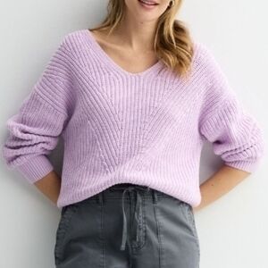 NWT Sonoma Lavender Ribbed V-Neck Sweater XXL